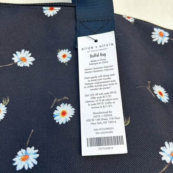 New With Tags Alice + Olivia By Stacey Bendet Daisy Print Duffel Bag Cottagecore - Picture 3 of 8
